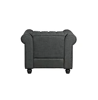 Morden Fort Linen Chesterfield Accent Chair for Living Room Button Tufted Armchair