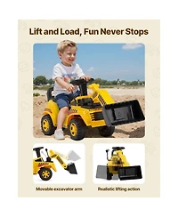 Sugift Foot to Floor Excavator Ride-On Push Car, 55 lb. Capacity, Ages 19 to 36 Months