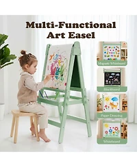 Kinder King 3-in-1 Kids Art Easel with Magnetic Whiteboard, Chalkboard, Paper Roll
