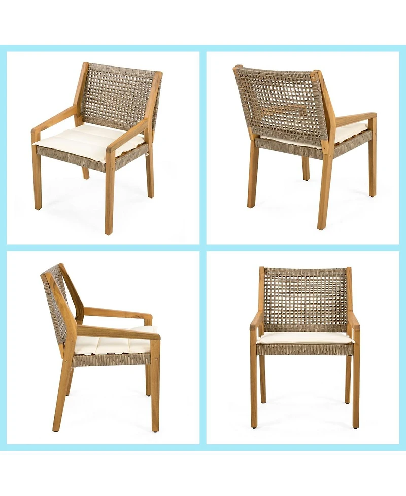 Asagikoiai 7-Piece Weather Resistant Wooden Outdoor Dining Set with Slatted Table