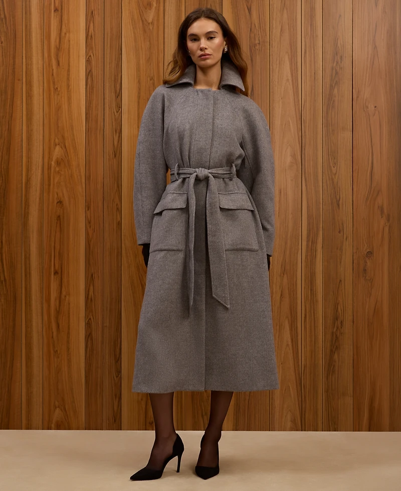 French Connection Women's Gabriella Twill Belted Relaxed Coat