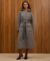French Connection Women's Gabriella Twill Belted Relaxed Coat