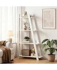 Sugift 4-Tier Vertical Bookshelf 61 Inch Wooden Display Shelf for Small Spaces with Anti-Toppling Device