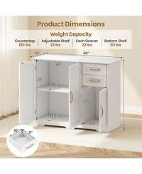 Sugift 40 Inch Modern Kitchen Sideboard Buffet Cabinet with Slim Metal Handles and Adjustable Shelf