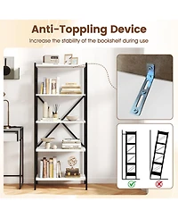 Sugift 62 Inch 5-Tier Industrial Bookcase with X-Braced Heavy-Duty Metal Frame