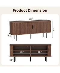 Vabches 55" W Fluted Tv Stand Buffet Sideboard Cabinet for 60" TVs with Doors and Storage for Living Room