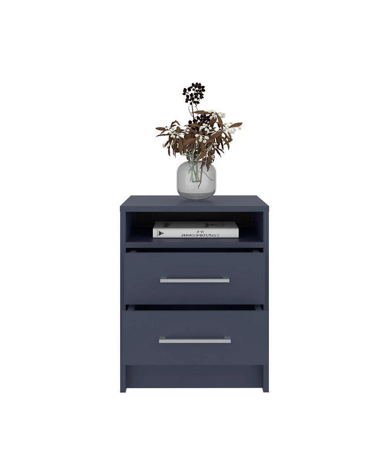 Flynama Alby Nightstand, 2 Drawers and Shelf, 19.9"H