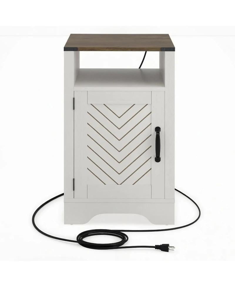 Flynama Farmhouse Charging Nightstand