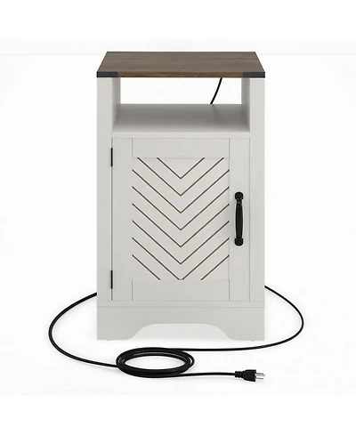 Flynama Farmhouse Charging Nightstand