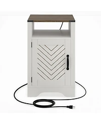 Flynama Farmhouse Charging Nightstand