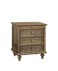 Flynama Farmhouse Nightstand, 4 Drawers and Pull-Out Tray Wood Side Table