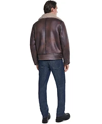 Karl Lagerfeld Paris Men's Asymmetrical Shearling Moto Jacket