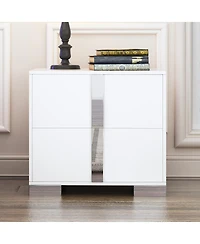 Flynama Mirrored Nightstand with Metal Legs and 2 Drawers