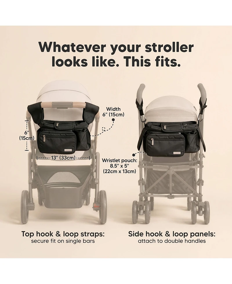 KeaBabies Stash Stroller Organizer Bag, Storage Caddy with Cup Holders, Fits Most Strollers and Wagons