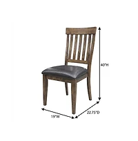 Starlight Canyon Home Rustic Whiskey Slatback Dining Chairs with Faux Leather Upholstery