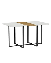 Flynama Modern Dining Table for 4-6 with Faux Marble Top and Accent