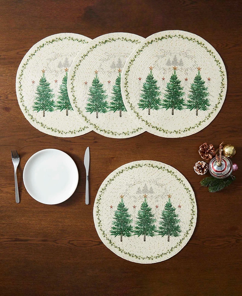 Avanti Trees Woven Braided Round Placemats, Set of 4
