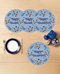 Avanti Happy Hanukkah Woven Braided Round Placemats, Set of 4