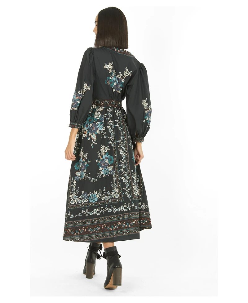 Super Natural by Secret Mission Women's Long Sleeve Knit Fit and Flare Midi Dress