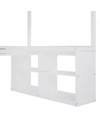 Streamdale Furniture Wooden Loft Bed with Desk, Storage and Tri-fold Mirror