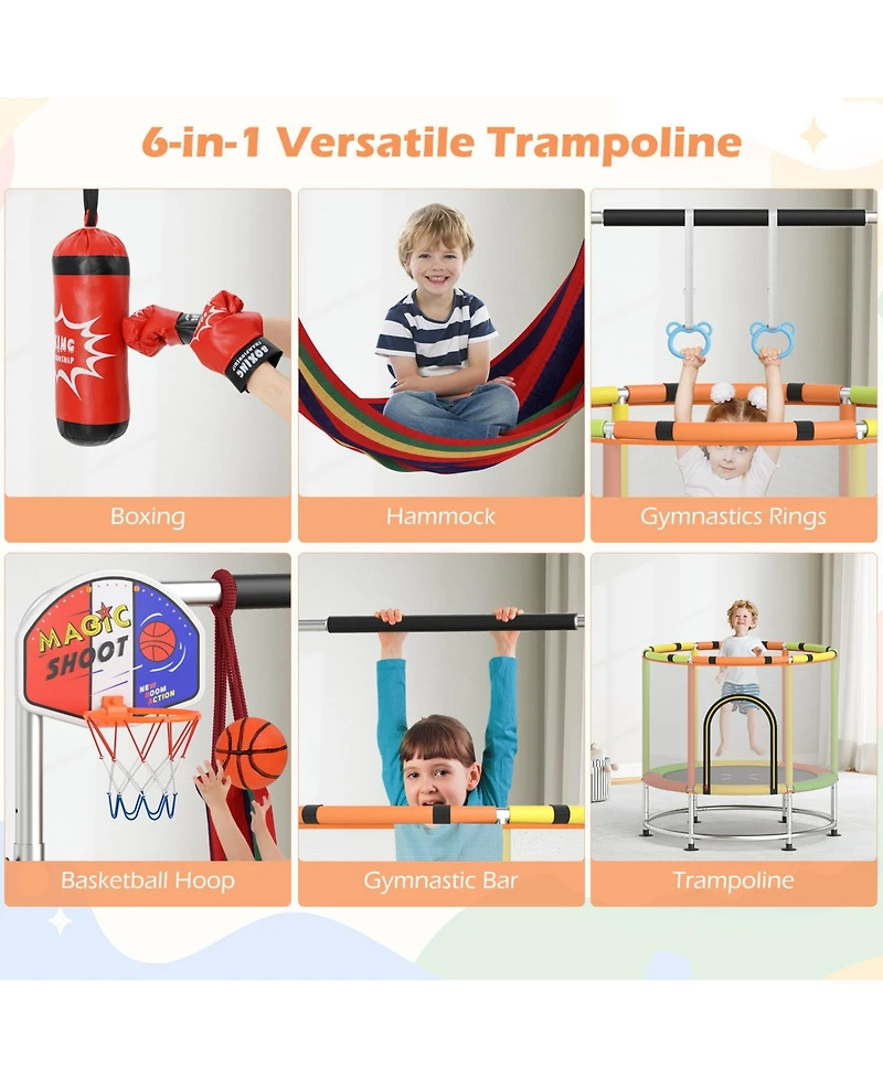 55" Kids Trampoline Gift for 3-6 Years Old Boys and Girls