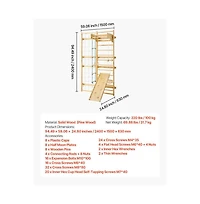 Slickblue 8 in 1 Swedish Ladder Wall Gym with Slide and Swing