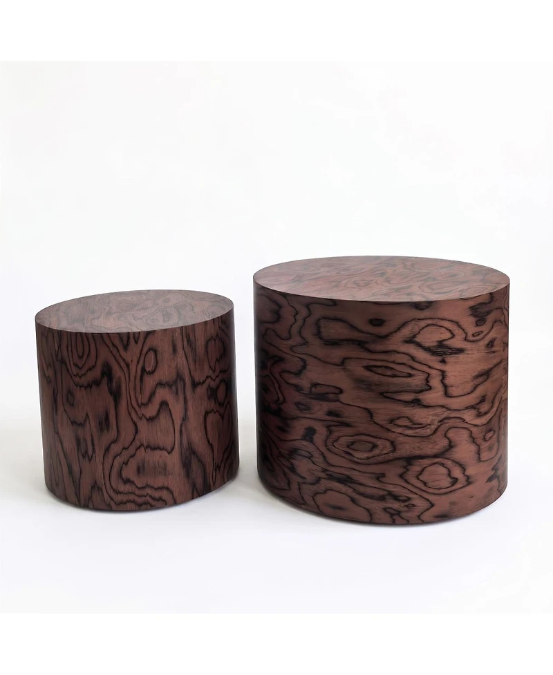 Streamdale Furniture 2-Piece Round Nesting Coffee and Accent Table Set, Wabi-Sabi Decor