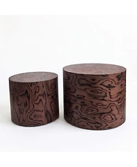 Streamdale Furniture 2-Piece Round Nesting Coffee and Accent Table Set, Wabi-Sabi Decor