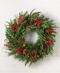 Balsam Hill 2 feet Outdoor Berry Pine Pre-Lit Wreath