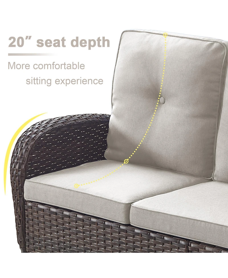 Bellefurn 5 -Piece Wicker Patio Sofa Conversation Set with Cushions