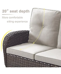 Bellefurn 5 -Piece Wicker Patio Sofa Conversation Set with Cushions
