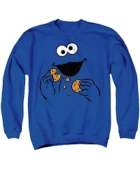 Sesame Street Men's Cookie Monster Om Nom Face Graphic 100% Cotton Crewneck Sweatshirt