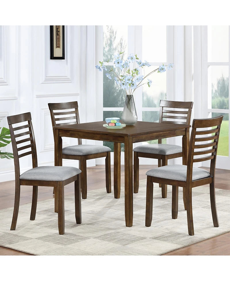 Flynama Modern Square Wood Dining Table with Solid Wood Legs and Walnut Finish