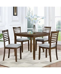 Flynama Modern Square Wood Dining Table with Solid Wood Legs and Walnut Finish