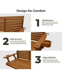 Mega Casa 2-Seater 4.5 Ft Large Wooden Porch Swing for Outdoor Patio Garden