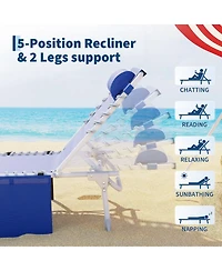 homfan 3-in-1 Outdoor Tanning Bench Lounge Chair with Face Hole - Folding Side Table - 5 Adjustable Recline Positions - Removable Pillow