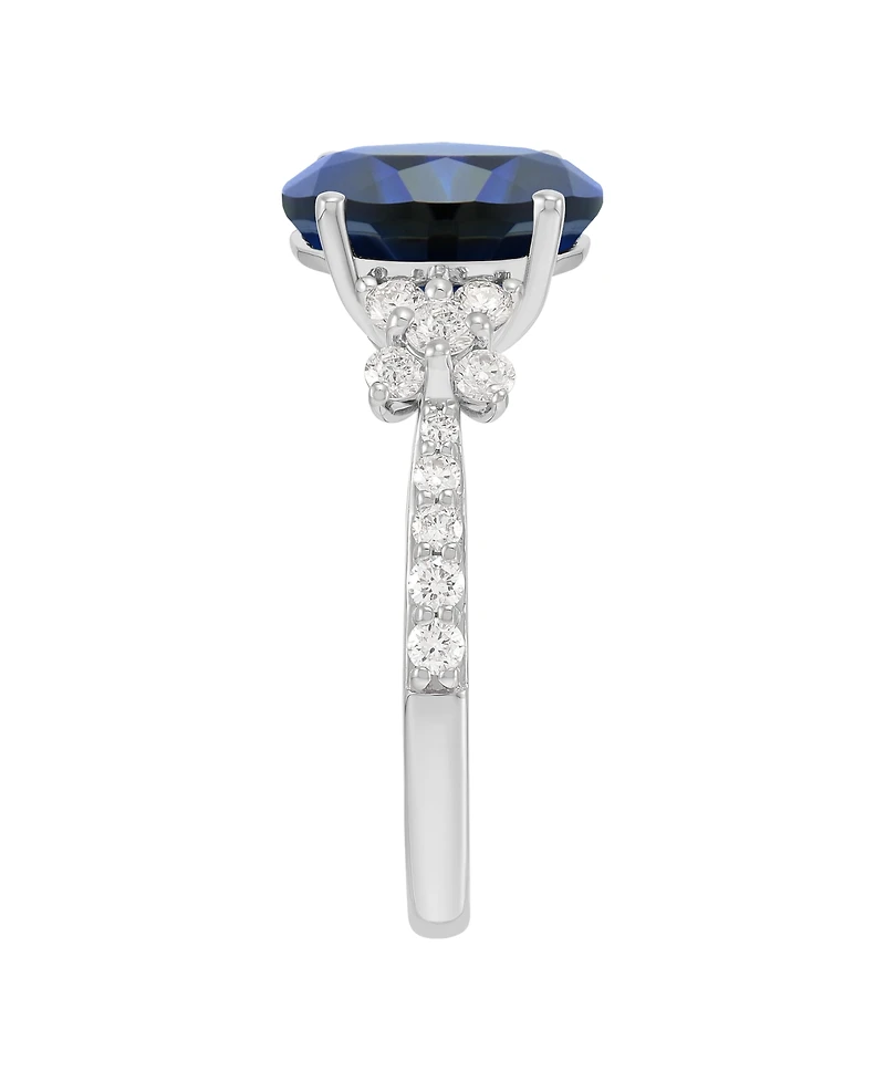 Grown With Love Lab-Grown Sapphire (3-3/8 ct. t.w.) & Lab-Grown Diamond (1/2 ct. t.w.) Ring in 14k White Gold