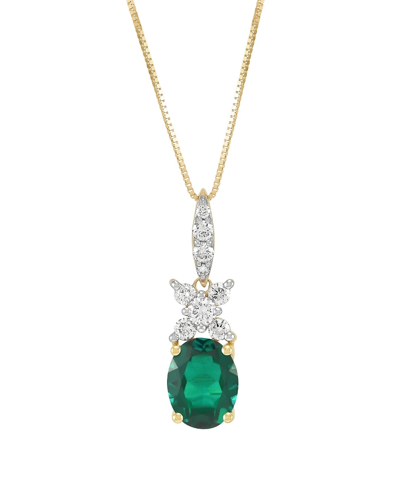 Grown With Love Lab-Grown Ruby (3-1/2 ct. t.w.) & Diamond (1/3 Pendant Necklace 14k Yellow Gold