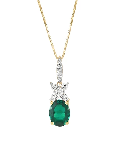 Grown With Love Lab-Grown Ruby (3-1/2 ct. t.w.) & Diamond (1/3 Pendant Necklace 14k Yellow Gold