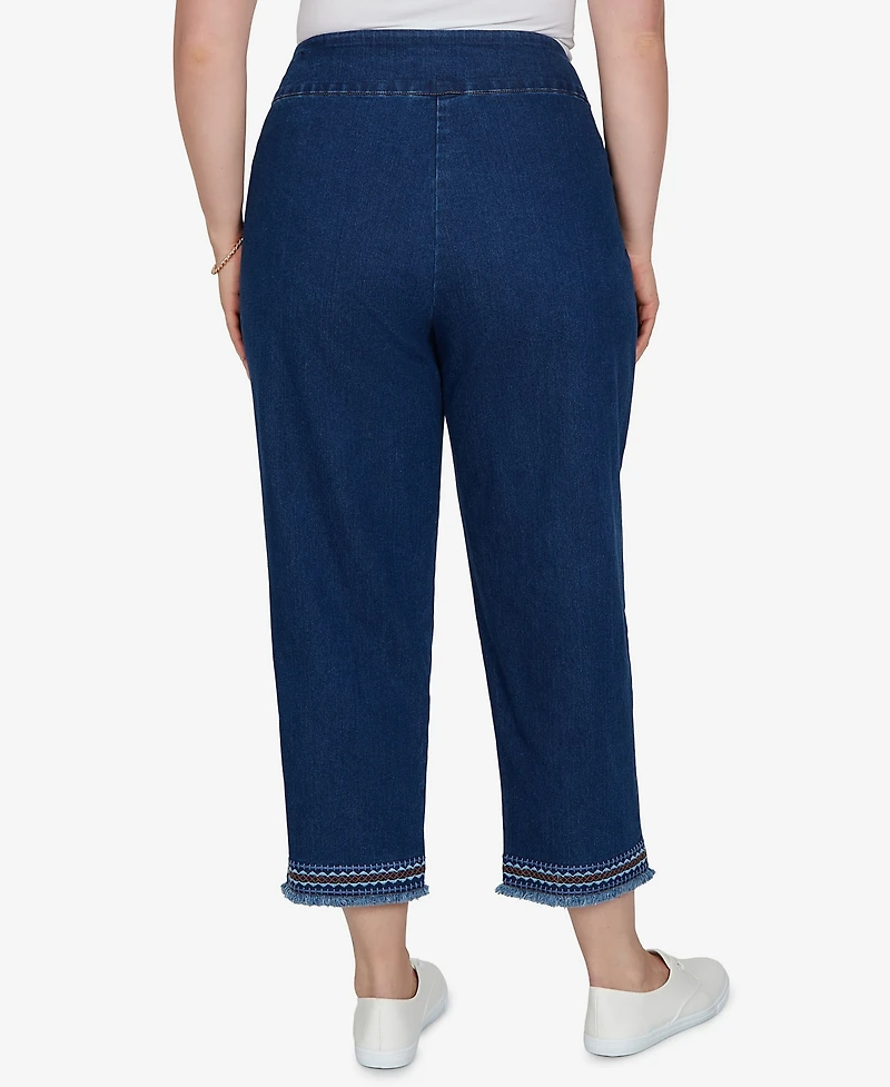 Alfred Dunner Plus Pull-On Mid-Rise Cropped-Ankle Denim Pants