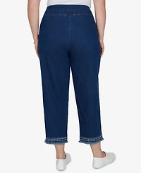 Alfred Dunner Plus Pull-On Mid-Rise Cropped-Ankle Denim Pants