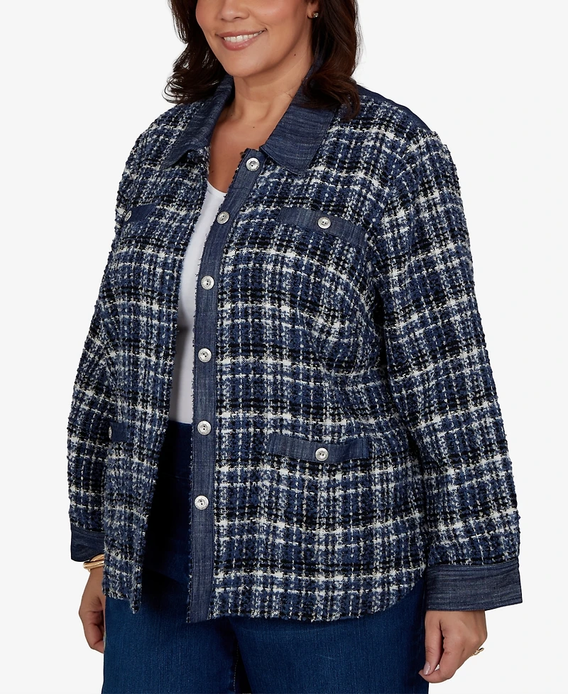 Alfred Dunner Plus Tweed Plaid Jacket
