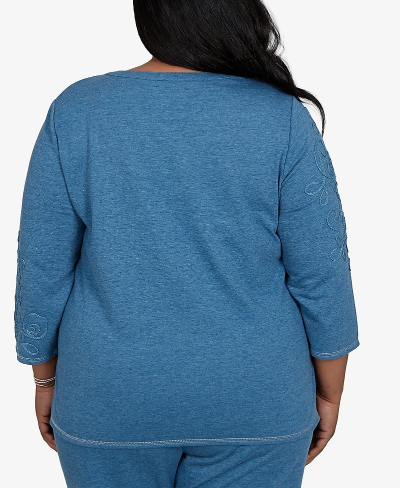 Alfred Dunner Plus 3/4-Sleeve Henley Top