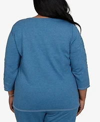 Alfred Dunner Plus 3/4-Sleeve Henley Top