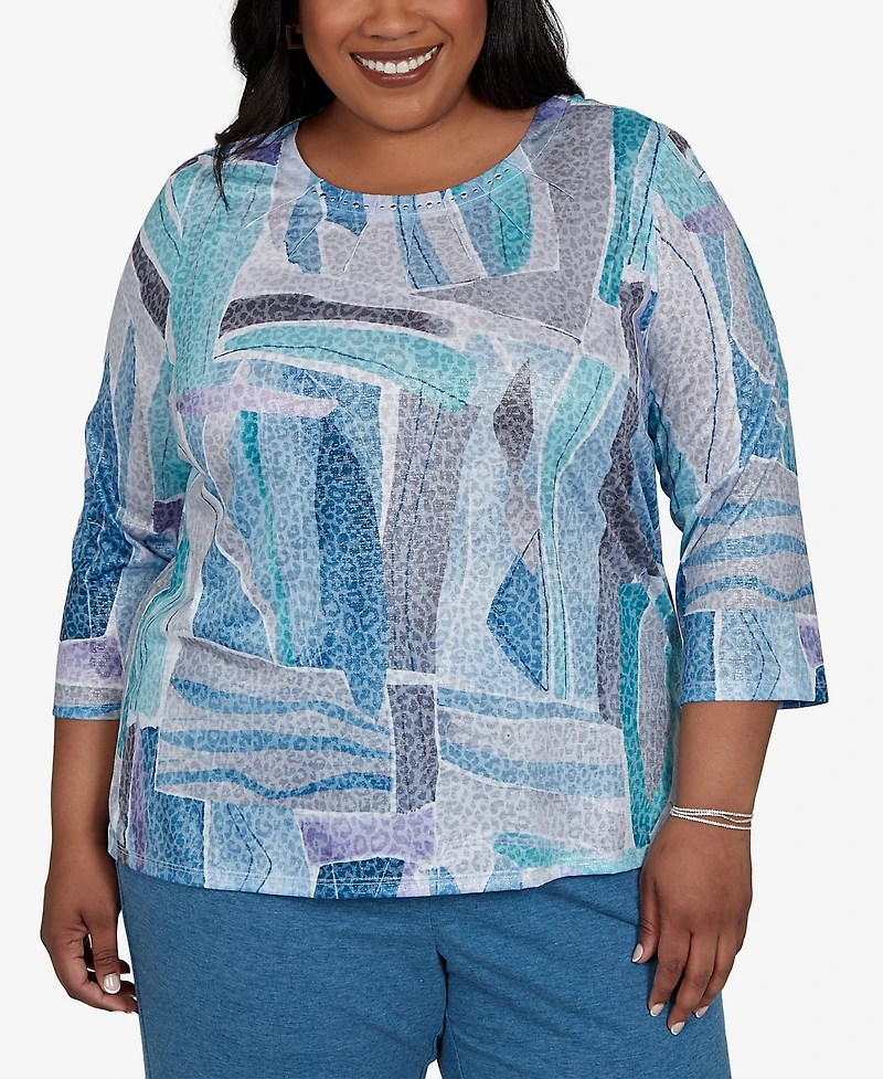Alfred Dunner Plus 3/4-Sleeve Side-Slit T-Shirt