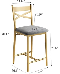 gaomon Set of 4 25.5" Upholstered Counter Height Bar Stools with Back and Metal Legs
