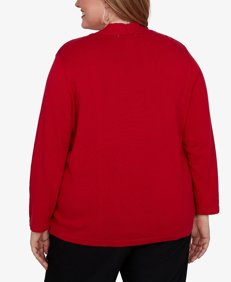 Alfred Dunner Plus Shawl Collar 3/4-Sleeve Cardigan Sweater