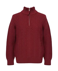 Hope & Henry Little and Big Boys' S - Xl Organic Half Zip Cable Pullover Sweater