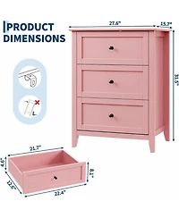 Gaomon 3-Drawer Dresser, 27.6" Modern Bedroom Storage Cabinet with Lacquered Finish, Metal Knobs for Nursery, Living Room or Apartment