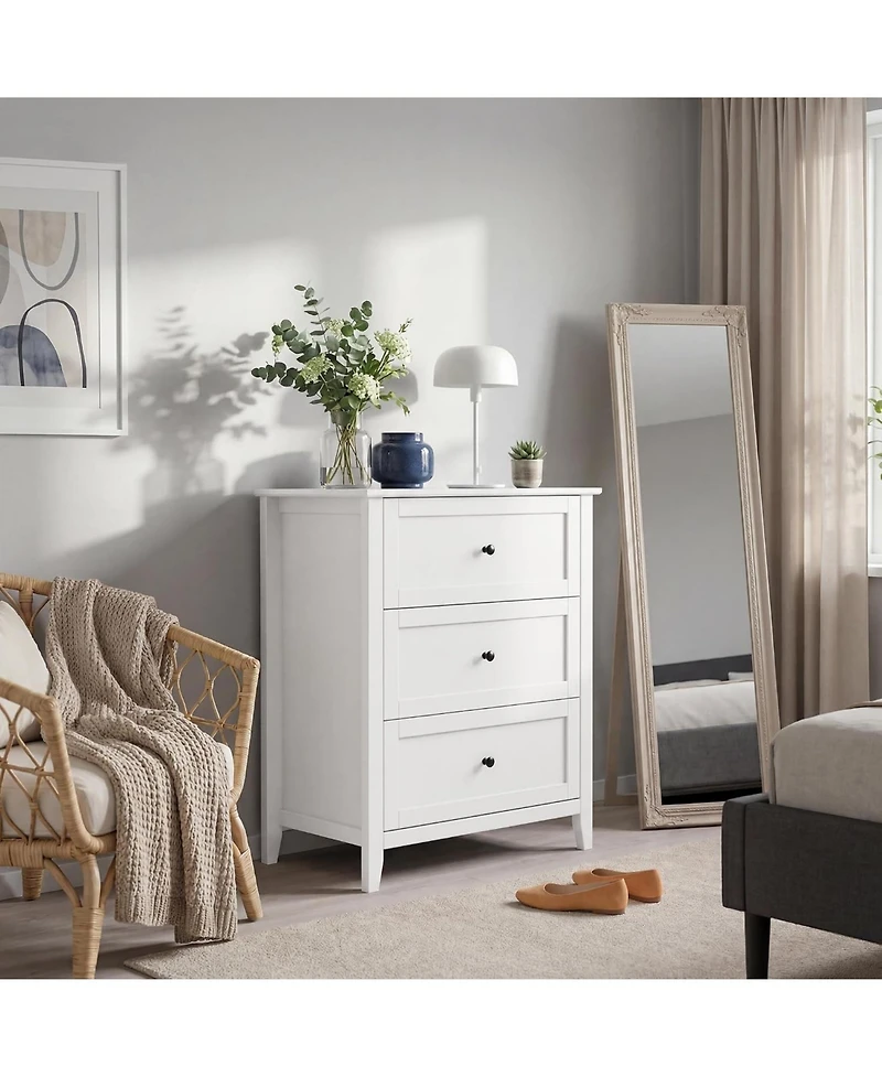 Gaomon 27.5" 3-Drawer Dresser with Lacquered Finish and Gold Knobs